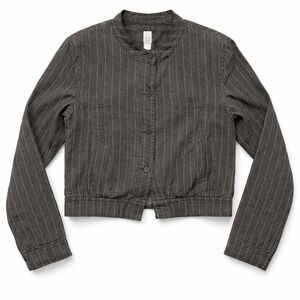 Joie Womens Bomber Jacket Size Small - Gray Striped Cotton Preowned EUC